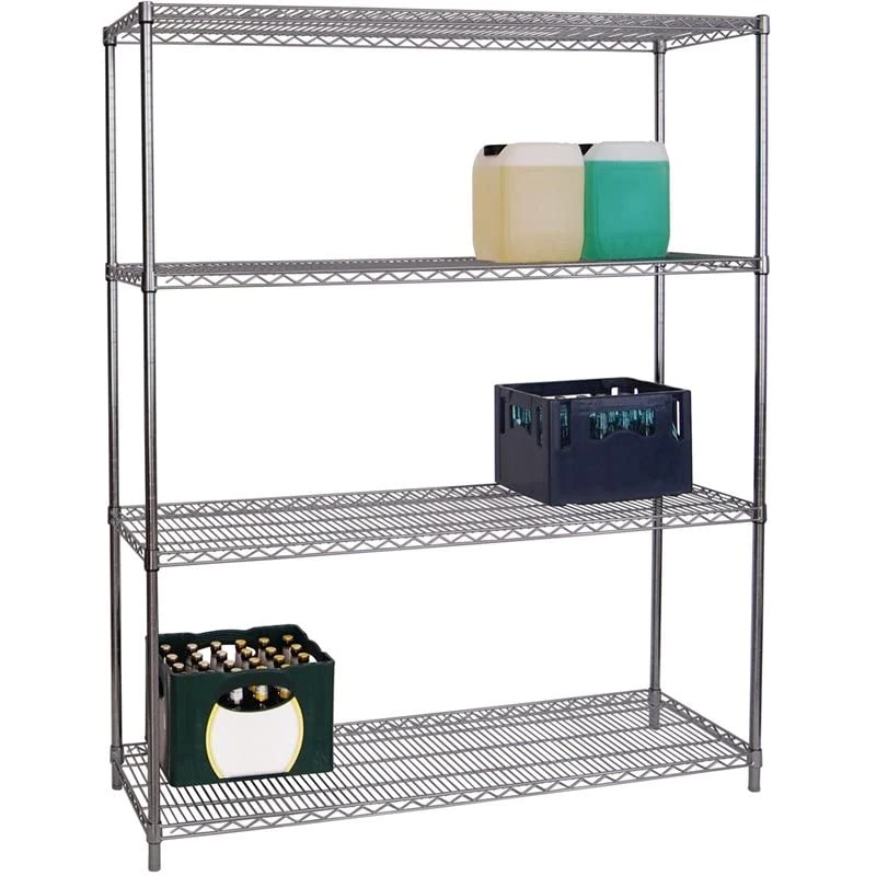 Stalwart DA-CR15045180A4 Commercial Shelving Unit 4 Tier 1000kg Width 1500mm Depth 450mm Chrome Wire