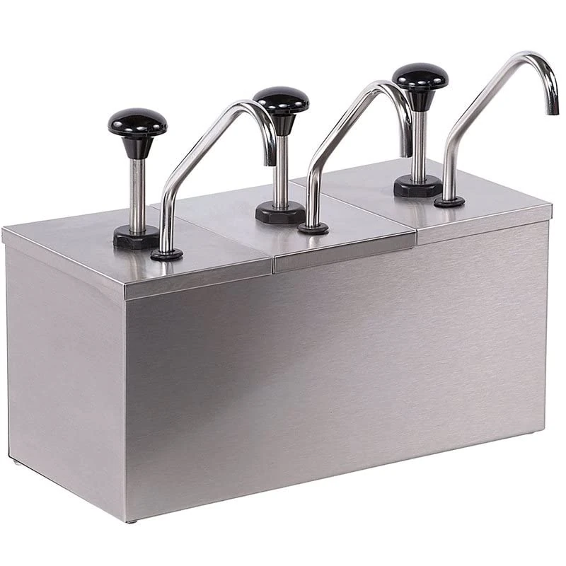 Stalwart DA-JZS003 Commercial Condiment/Sauce Dispenser 3 Pumps Stainless Steel