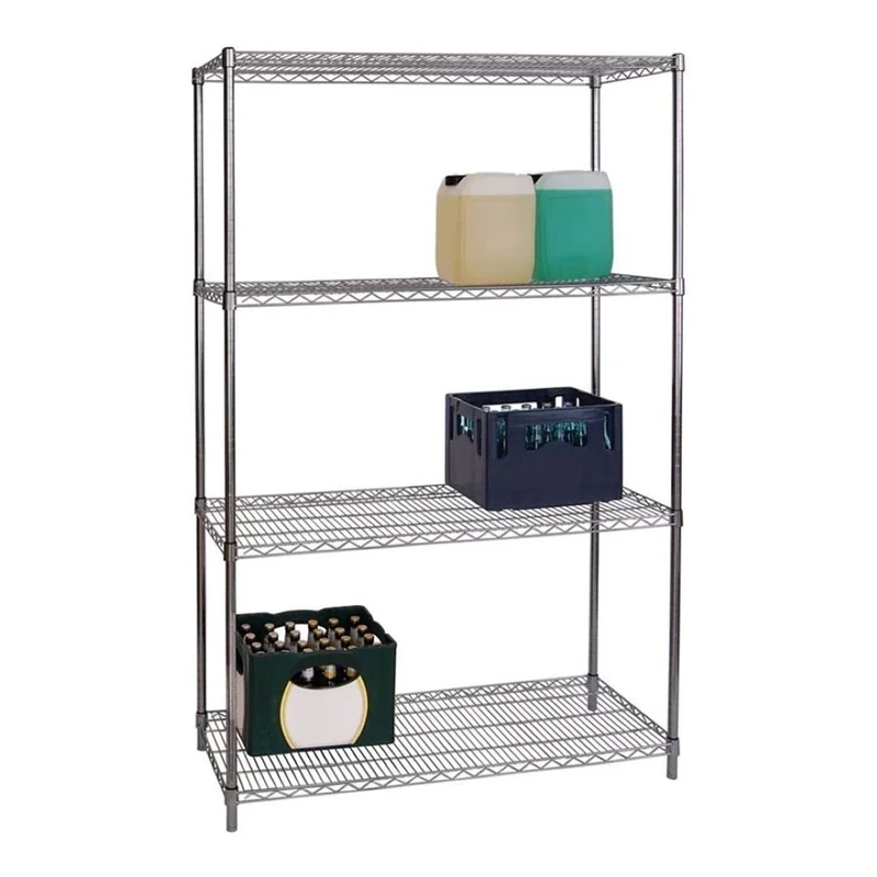 Stalwart DA-CR12045180A4 Commercial Shelving Unit 4 Tier 1000kg Width 1200mm Depth 450mm Chrome Wire