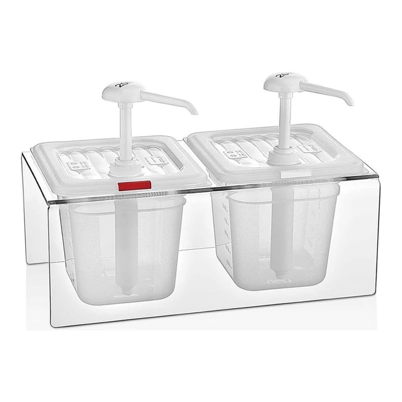 Stalwart DA-GDP02 Condiment/Sauce Dispenser with Stand 2x2 Litre Pumps Plastic
