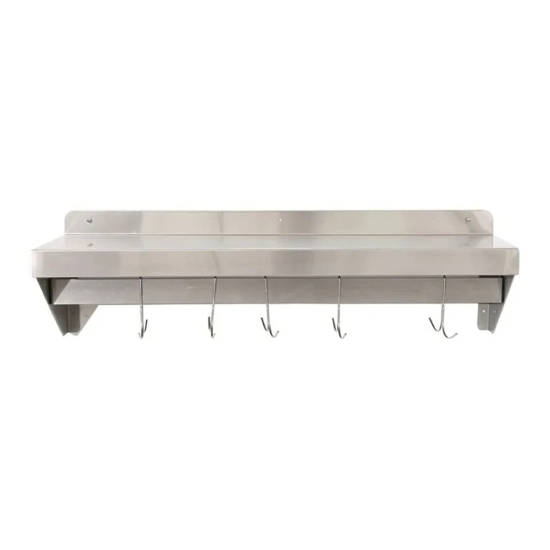 Stalwart DA-WHPR153025 Wall Shelf with Pot Rack 15 Hooks Stainless Steel 1500x300x254mm