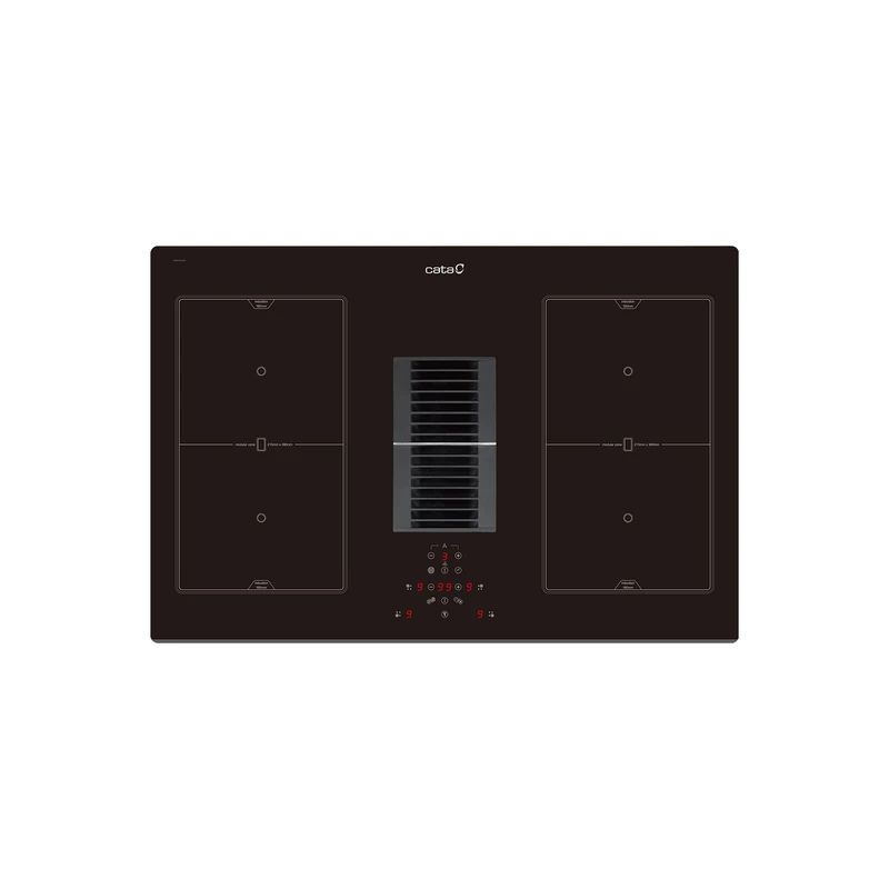Cata Induction Hob with Integrated Extractor Hood AS 750 Touch Control 6 Levels Extraction 4 Cooking Zones 9 Levels Extraction Power 580m3/h Brushless Motor Extra Quiet Black