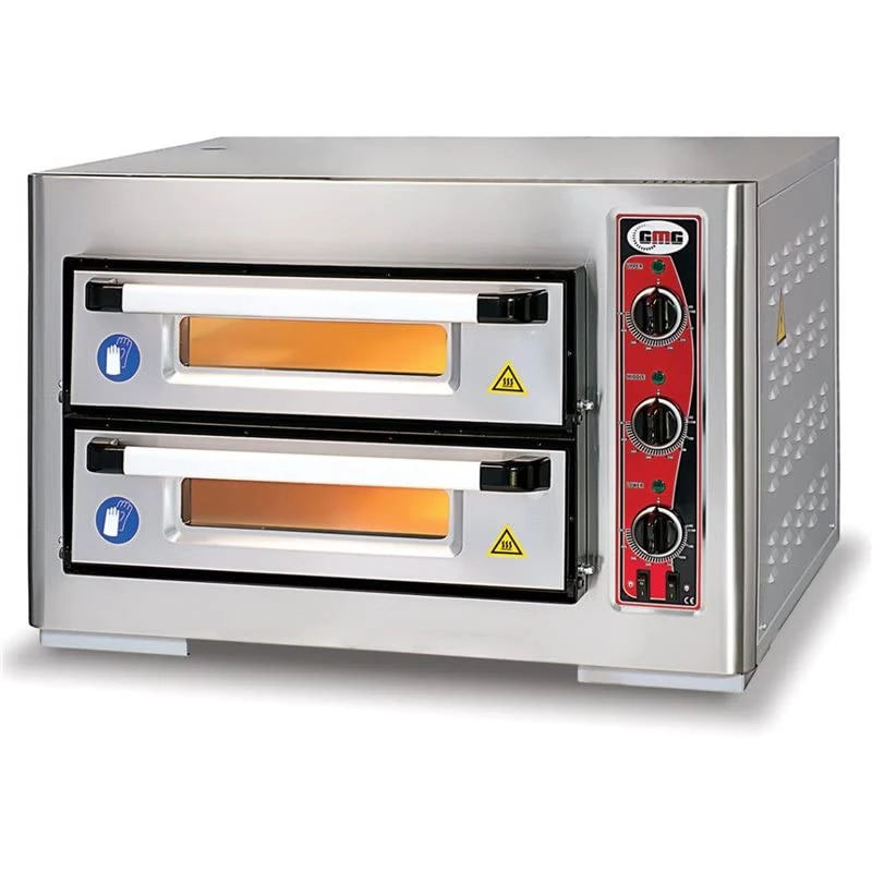 Stalwart DA-PF5050DE3 Electric Pizza Oven 2 Chambers 500x500mm Capacity 4plus4 Pizzas at 10 inches 3 thermostats 230V/1 Phase