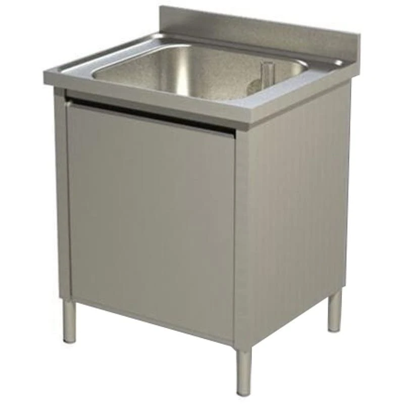 Stalwart DA-VSC87BS Commercial Sink with Cupboard Stainless Steel 1 Bowl Splashback Width 800mm Depth 700mm