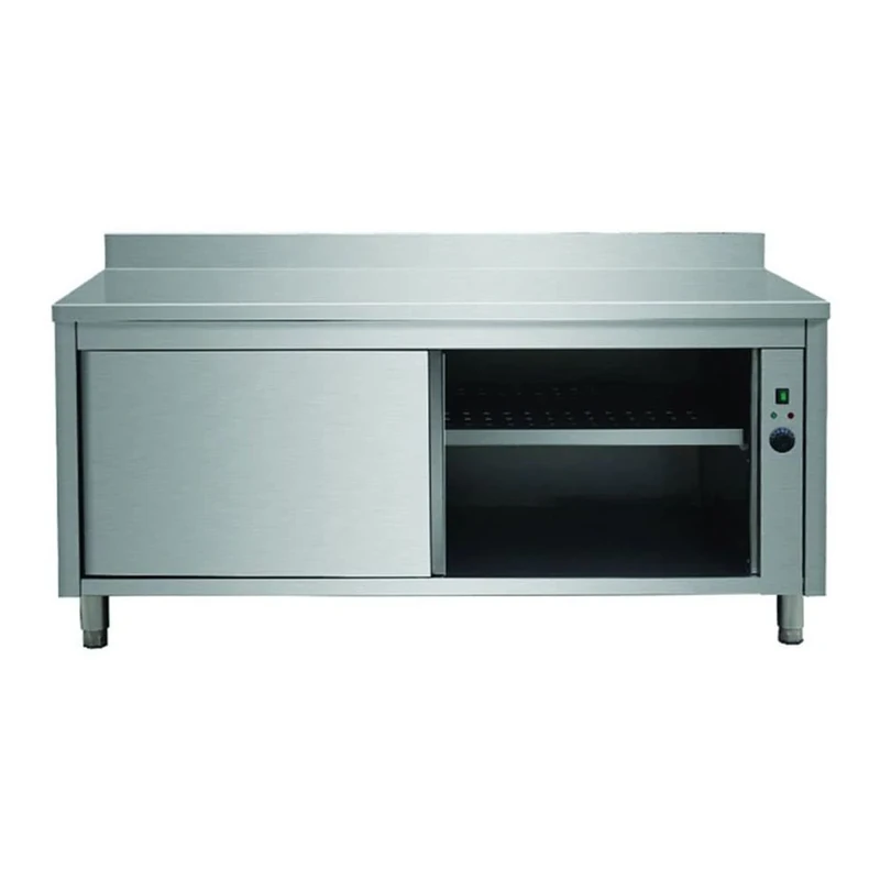 Stalwart DA-THWSR106A Professional Heated Cupboard Stainless Steel Sliding Doors Rear upstand Width 1000mm Depth 600mm