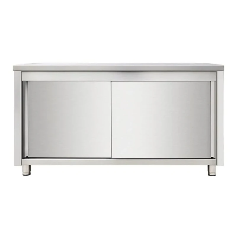 Commercial Worktop Floor Cupboard Sliding Doors Stainless Steel Width 1400mm Depth 600mm DA-VTC146SL