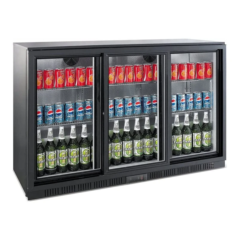 Stalwart DA-BC03PS Back bar Cooler 3 Sliding Doors 300 litres Black