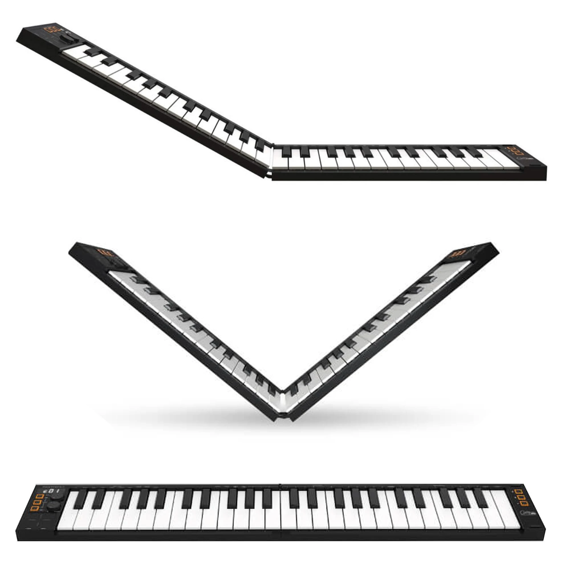Folding MIDI Controller 49 - MIDI Over Bluetooth &USB Ultra-Portable Keyboard Controller - Built-In Battery for Professional Music Production - Compatible with Mac, PC, iOS