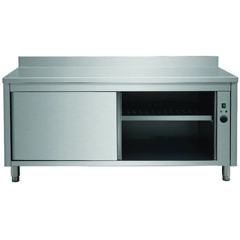 Stalwart DA-THWSR126A Professional Heated Cupboard Stainless Steel Sliding Doors Rear upstand Width 1200mm Depth 600mm