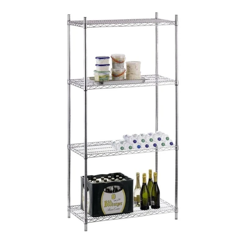 Stalwart DA-CR9045180A4 Commercial Shelving Unit 4 Tier 1000kg Width 900mm Depth 450mm Chrome Wire