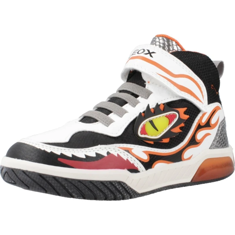 Geox J Inek Boy Sneaker, White Orange, 7 UK Child