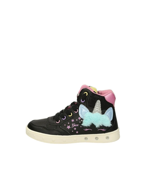 Geox J Skylin Girl Sneaker, Black Multicolor, 7 UK Child