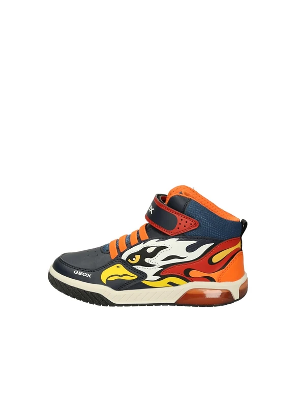 Geox J Inek Boy Sneaker, Navy Orange, 1 UK