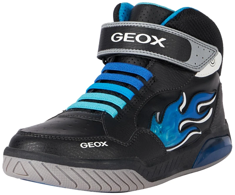 Geox J Inek Boy Sneaker, Black Lt Blue, 10 UK Child