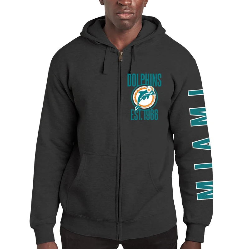 Junk Food Clothing x NFL - MVP Zip Hoodie - Full Zip Adult Unisex Hooded Fleece Sweatshirt - Zip Up Hoodie for Men and Women