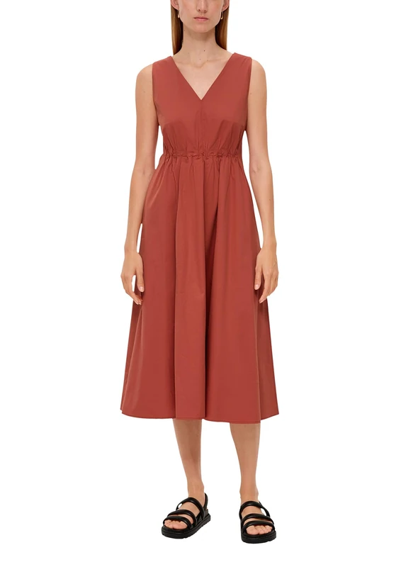 s.Oliver BLACK LABEL Women's Midi Dress, Regular Fit, Orange, 18