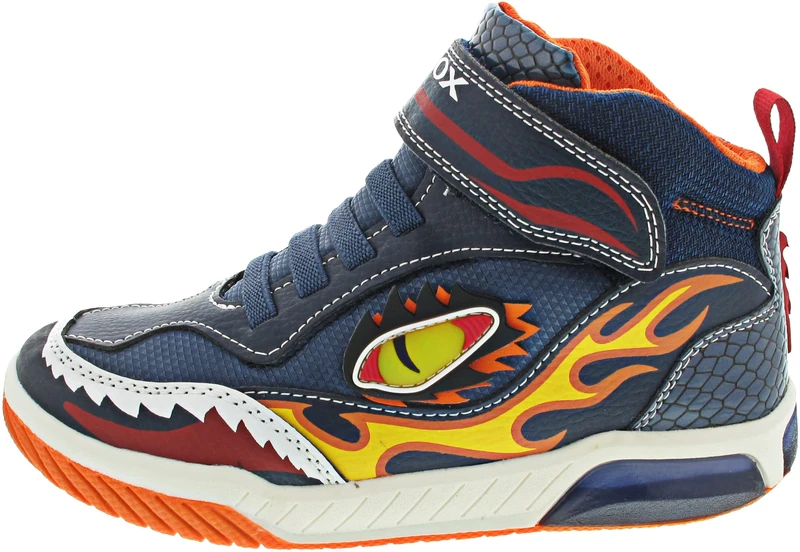 Geox J Inek Boy Sneaker, Navy Orange, 8.5 UK Child