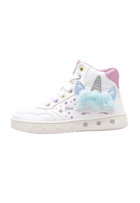 Geox J Skylin Girl Sneaker, White Multicolor, 11 UK Child
