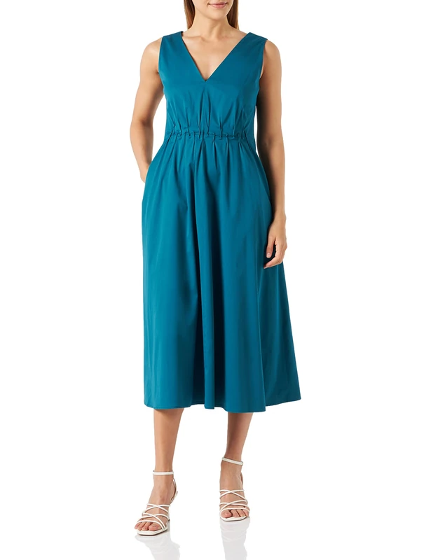 s.Oliver BLACK LABEL Women's Midi Dress, Regular Fit, Blue Green, 10