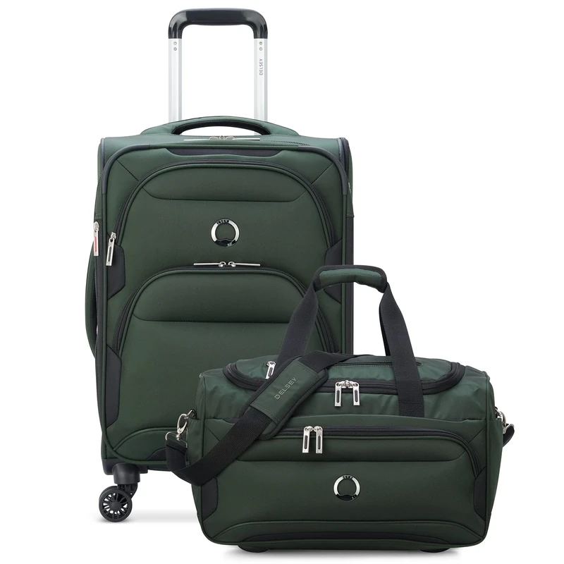 DELSEY PARIS Sky Max 2.0 Softside Expandable Luggage with Spinner Wheels, Green, 2-Piece Set (21/24), Sky Max 2.0 Softside Expandable Luggage with Spinner Wheels