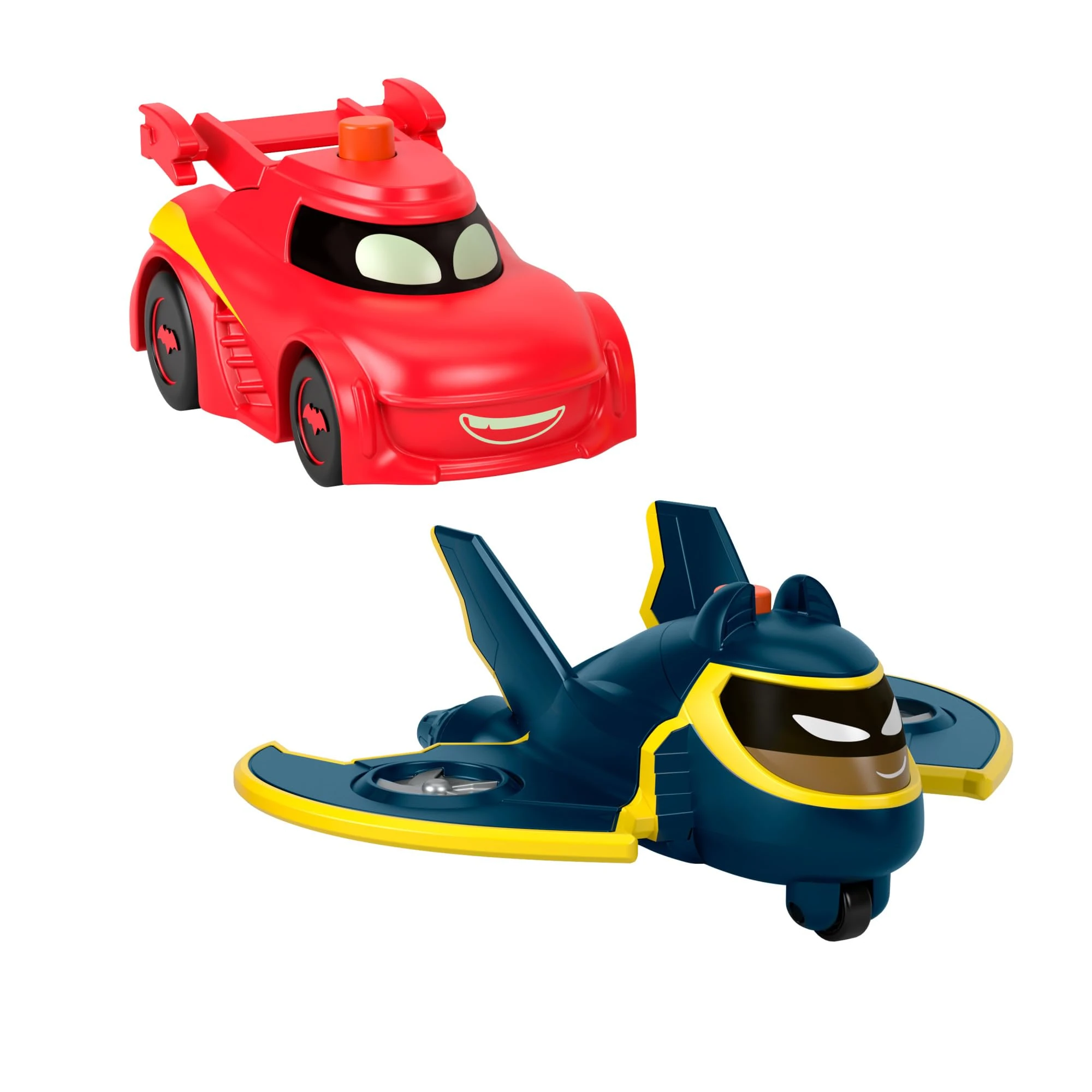 Fisher-Price DC Batwheels Light-Up 1:55 Scale Toy Cars 2-Pack, Redbird and Batwing, Preschool Pretend Play Ages 3+ Years, HML26