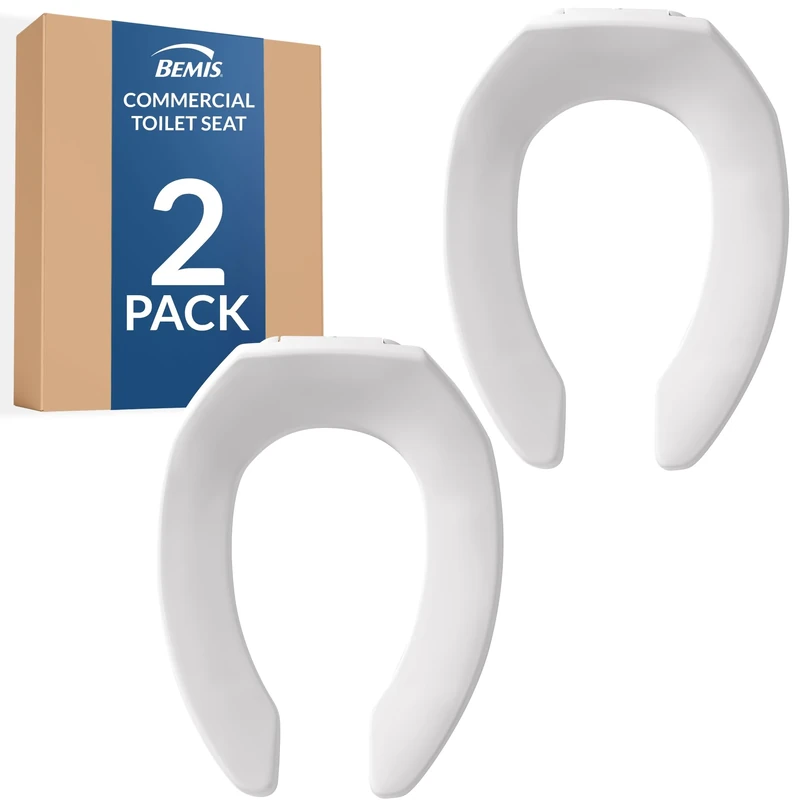 Bemis 1955CT2P 000 Open Toilet Seat, White, 2-Pack Elongated