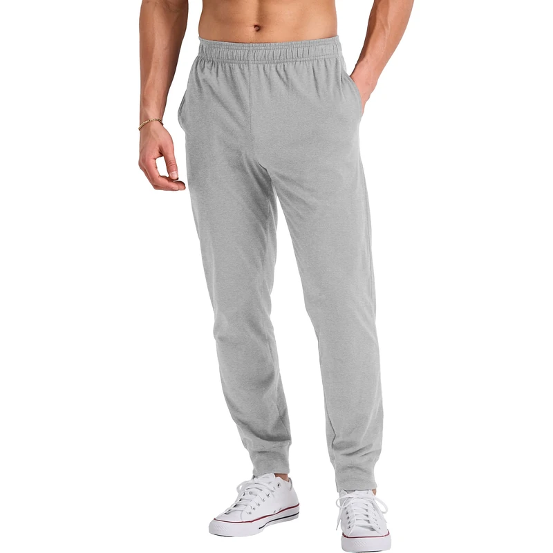 Hanes Men's Originals Cotton Joggers, Jersey Sweatpants Pockets, 30" Inseam, Light Steel, Large
