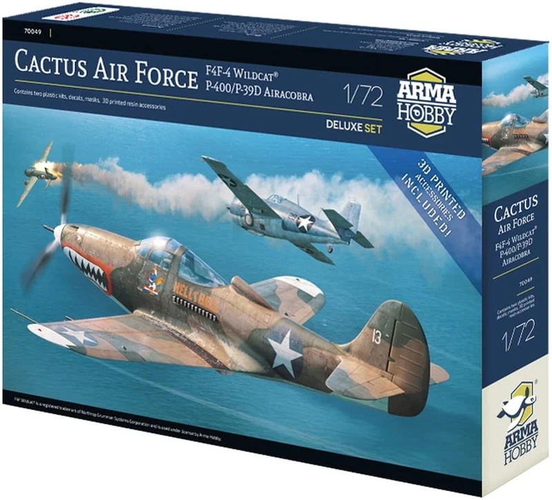 Plastic Model kit in Cactus Air Force Deluxe Set – F4F-4 Wildcat® and P-400/P-39D Airacobra Over Guadalcanal (70049) in 1/72 Scale - Image 1