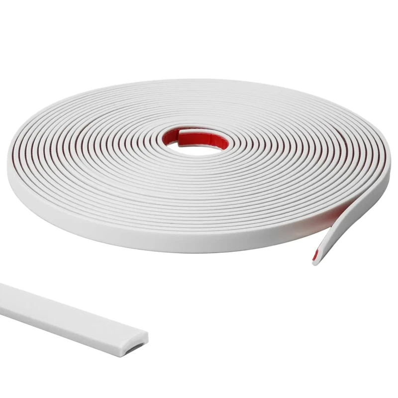 JSIWOTH 3M Peel and Stick Moulding Trim, White(Paintable) Flexible PVC Self Adhesive Wall Trim, Waterproof Tile Edging, Mirror & Window Frame Border (W:1 cm, T:0.25 cm)