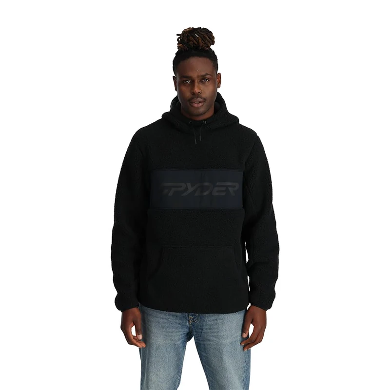 Spyder Men's Vista Hoodie Sherpa Fleece, Black, M