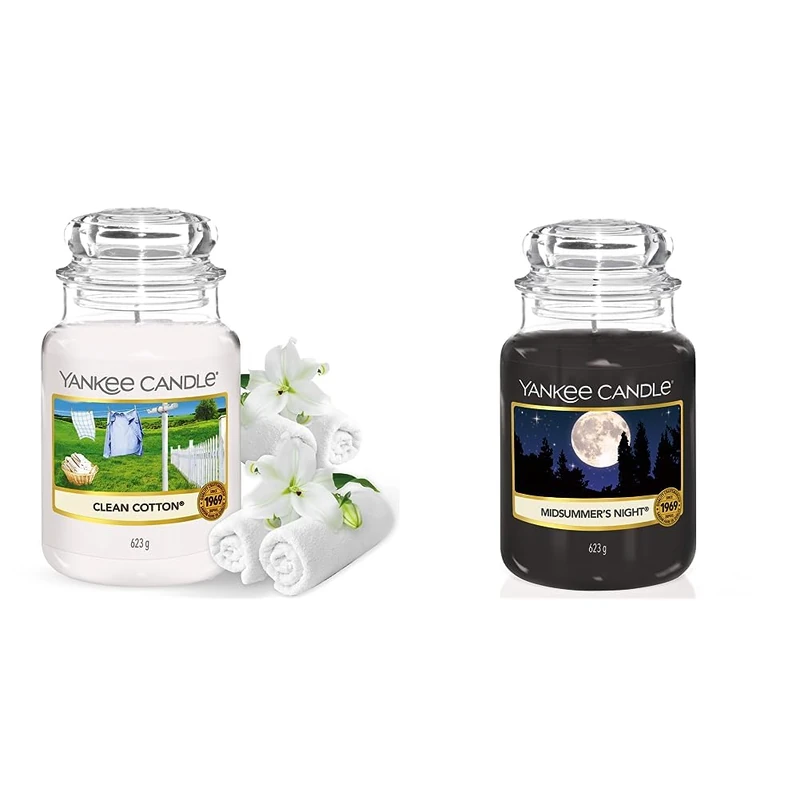 Yankee Candle Scented Candle | Midsummers Night & Clean Cotton Large Jar Candle | Up to 150 Hours Burn Time
