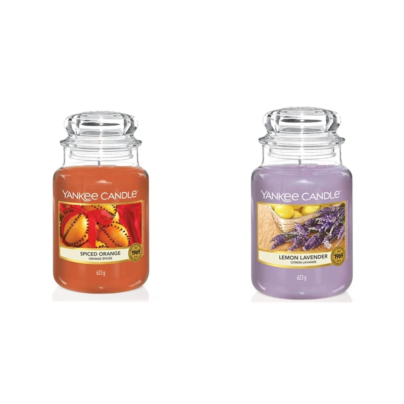Yankee Candle Spiced Orange, Large jar Candle & Scented Candle | Lemon Lavender Large Jar Candle | Burn Time: Up to 150 Hours