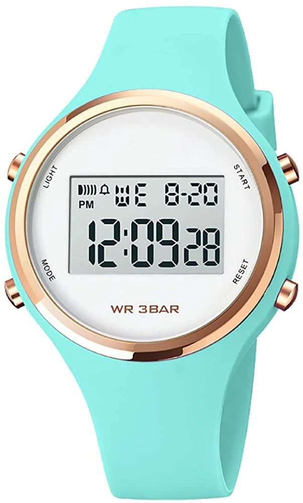 Women LED Display Elecreonic Watch Fashion Chrono Alarm Digital Clock Woman Outdoor Sport Wirstwatch (A-Green)