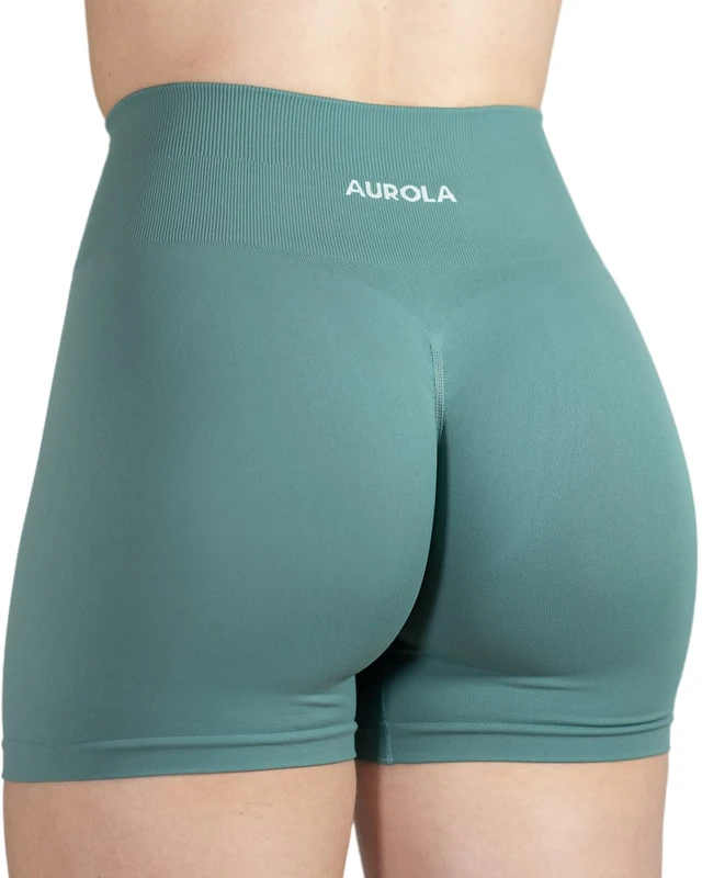 AUROLA Dream Collection Workout Shorts for Women High Waist Seamless Scrunch Athletic Running Gym Yoga Active Shorts Black, Sagebrush Green, M