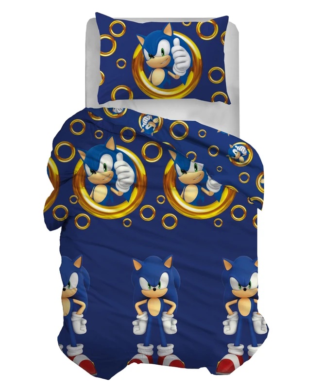 hermet Sonic Single Duvet Cover, Single Cotton, Duvet Cover Set with Pillowcase, 100% Cotton, Official Product