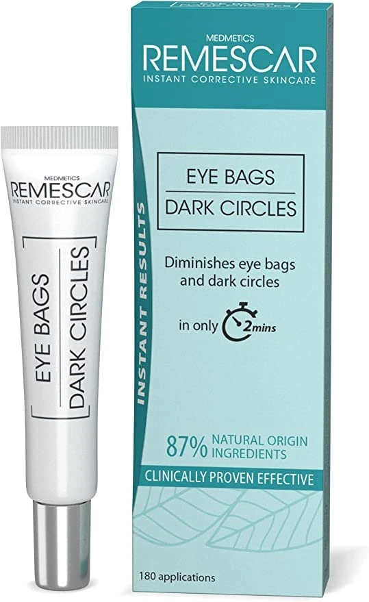 Remescar Eye Bags & Dark Circles 8ml - Instant Dark Circle Eye Cream for Under Eye Bags and Remove Bags Under Eyes - Works In Only 2 Minutes - 180 Applications