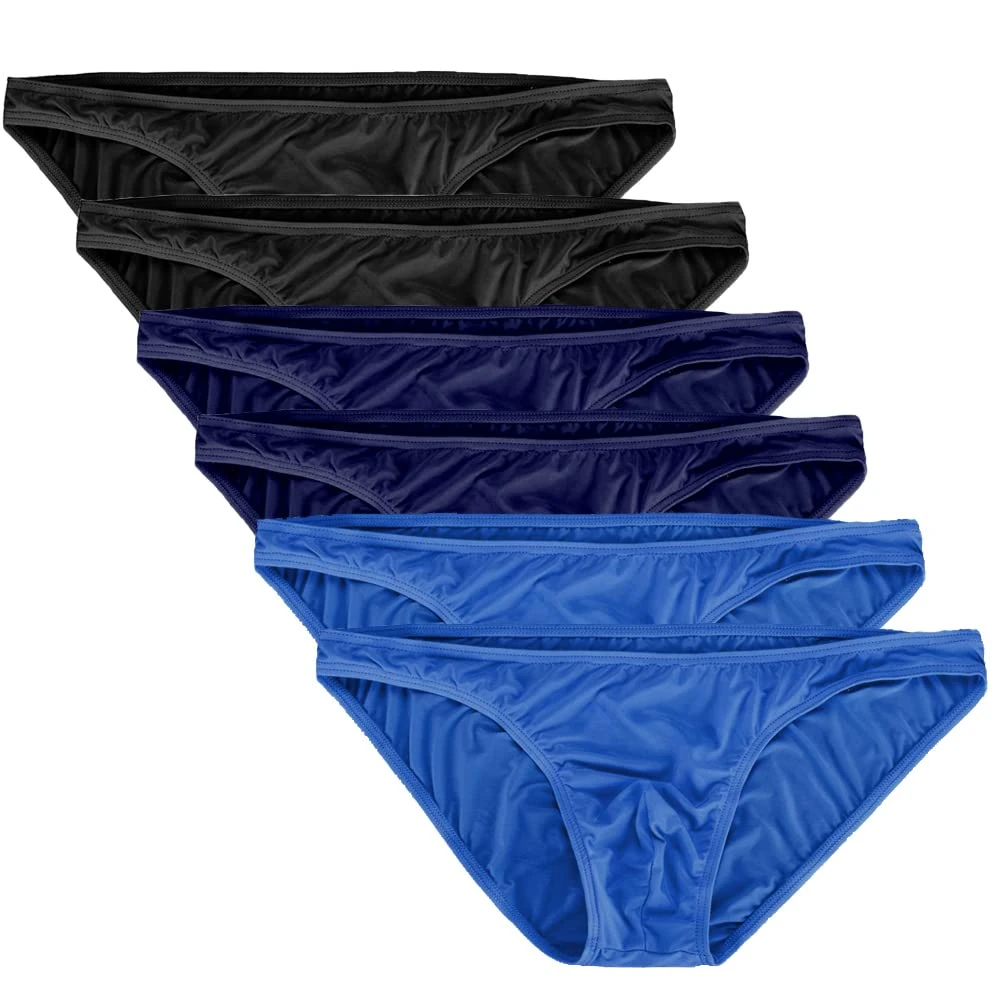 Summer Code Mens Basic Bikini Briefs Pack Low Rise Ice Silk Underwear