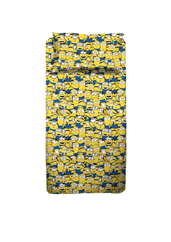 hermet Minions Single Duvet Cover Set Single Bed Sheet Fitted Sheet Pillowcase 100% Cotton Official Product