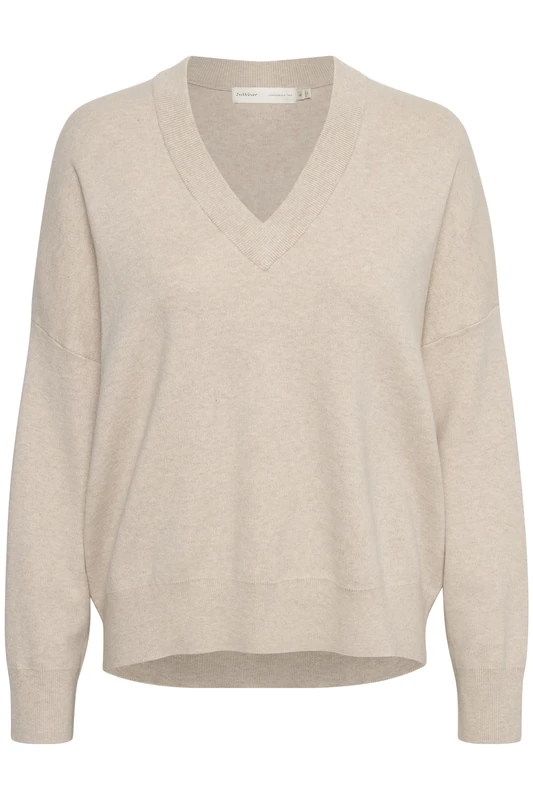 InWear Women's Fosteriw V-Neck Pullover Sweater, Simply Taupe Melange, M