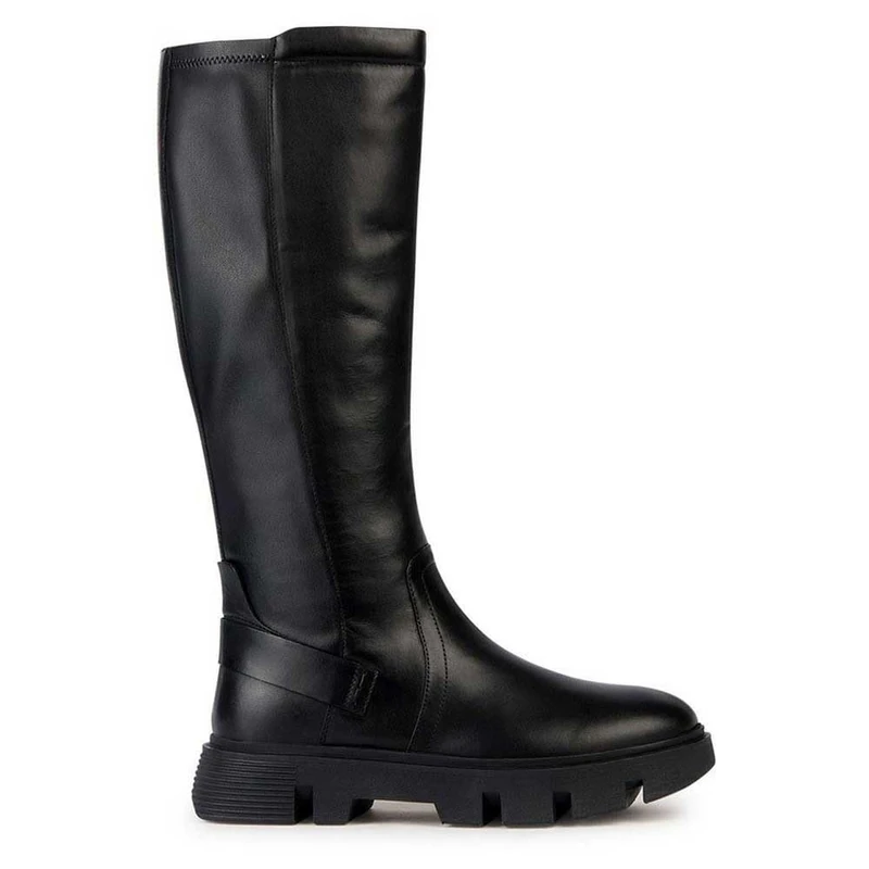 Geox Women's D Vilde knee high boots, black, 6 UK