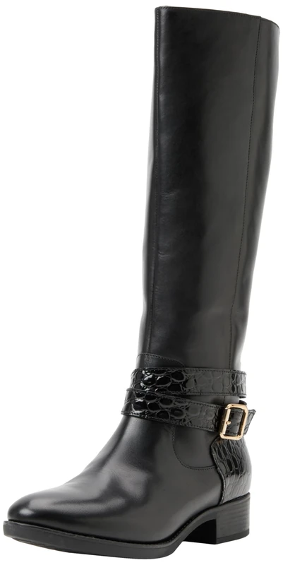 Geox Women's D Felicity knee high boots, black, 6.5 UK