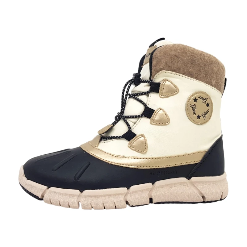 Geox Girls' J Flexyper Girl B Ankle Boots, Black ivory, 3 UK