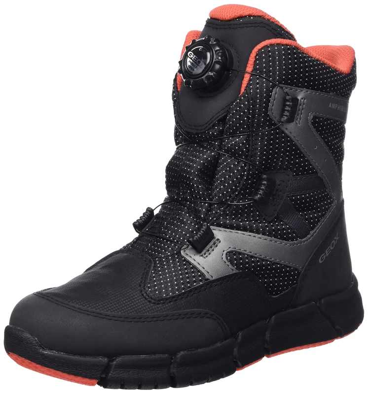Geox Unisex Kids J Flexyper Boy Abx Ankle Boot, Black Orange, 3 UK
