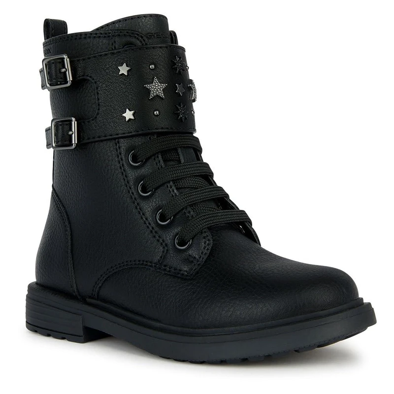 Geox Girls' J Eclair Girl Ankle Boot, Black Gun, 1.5 UK