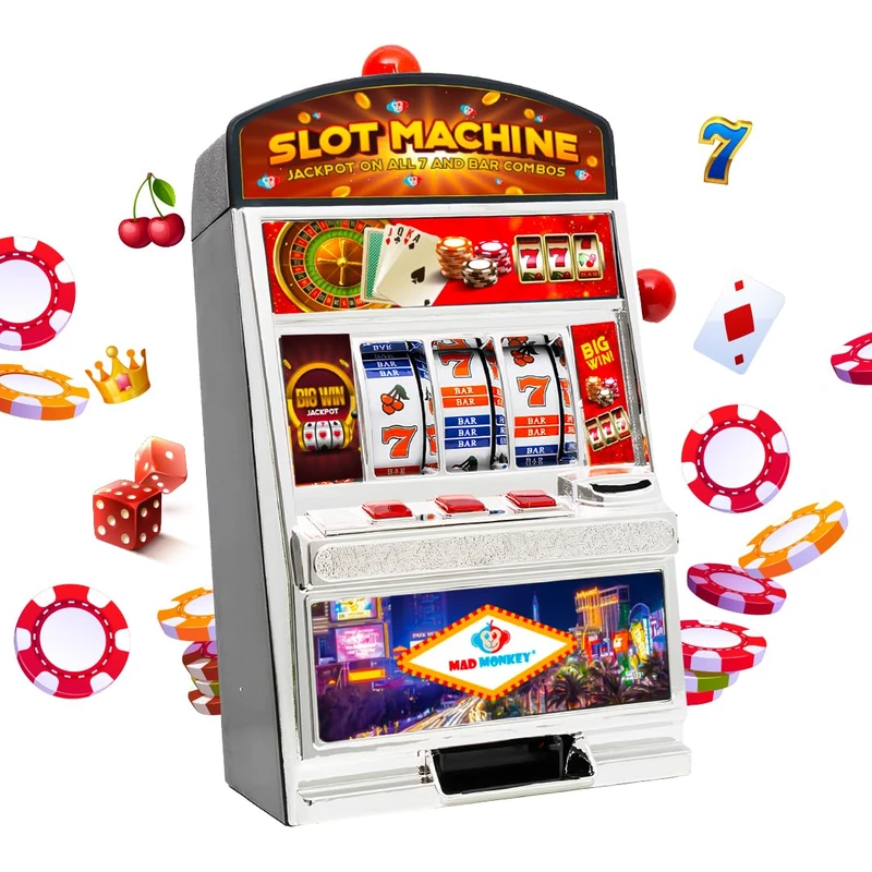 Slot Machine XL, Single Arm Bandit in Slot Machine Design with Light and Sound, ATM Machine with Lights, Coin Machine for Children and Adults, Casino Machine for Real Money - Image 1