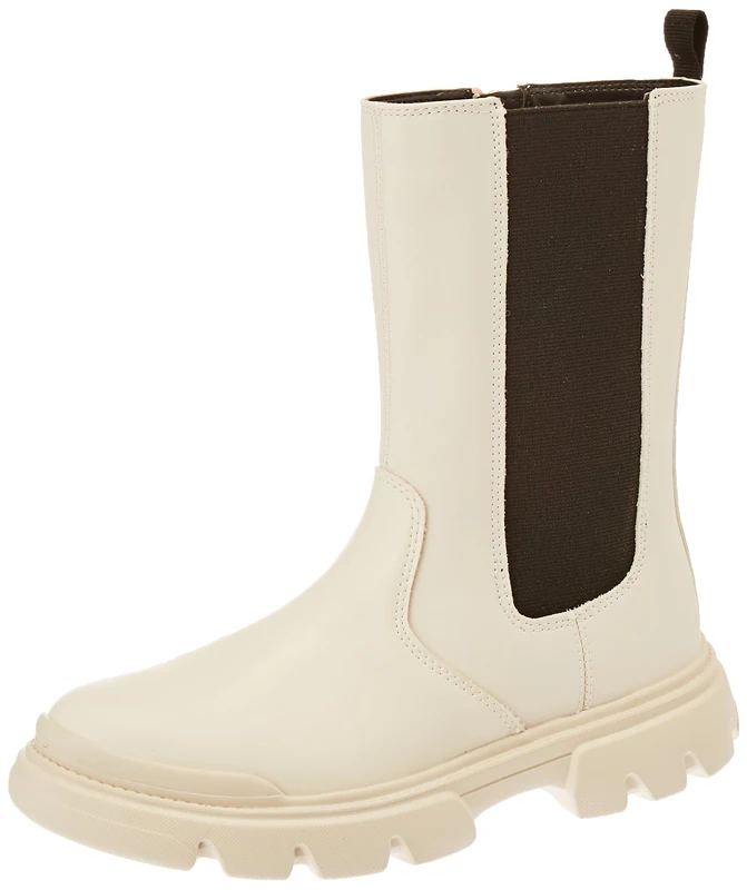 Geox Girls' J Junette GirlAnkle Boot, Lt Ivory Black, 6 UK