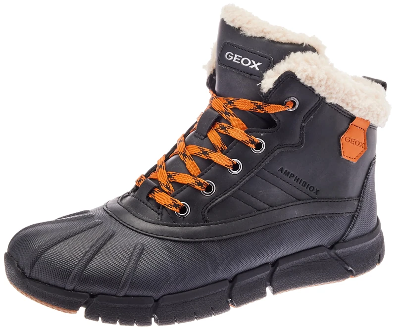 Geox Men's J Flexyper Boy B ABX Ankle Boot, Black/orange, 6.5 UK
