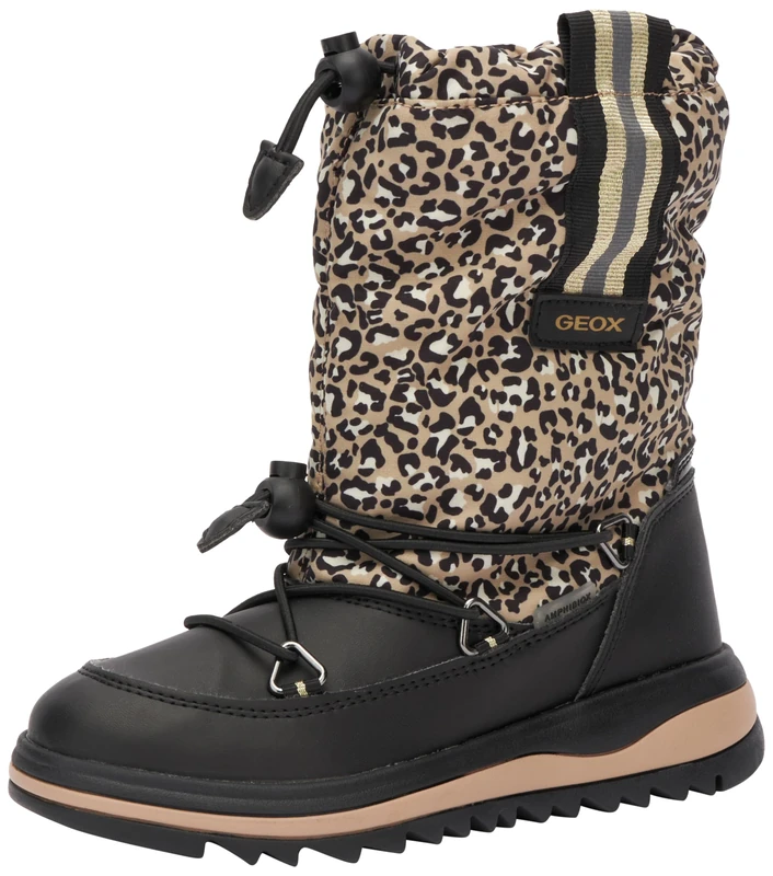 Geox J Adelhide Girl B Ab Ankle Boot, Black Gold, 3 UK