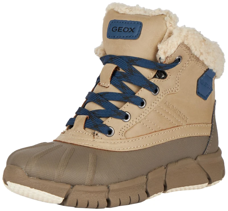 Geox Boys J Flexyper Boy B AbxAnkle Boot, Beige blue, 2.5 UK