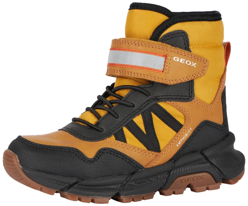 Geox J Flexyper Plus Boy Ankle Boot, Dk Yellow Black, 6 UK